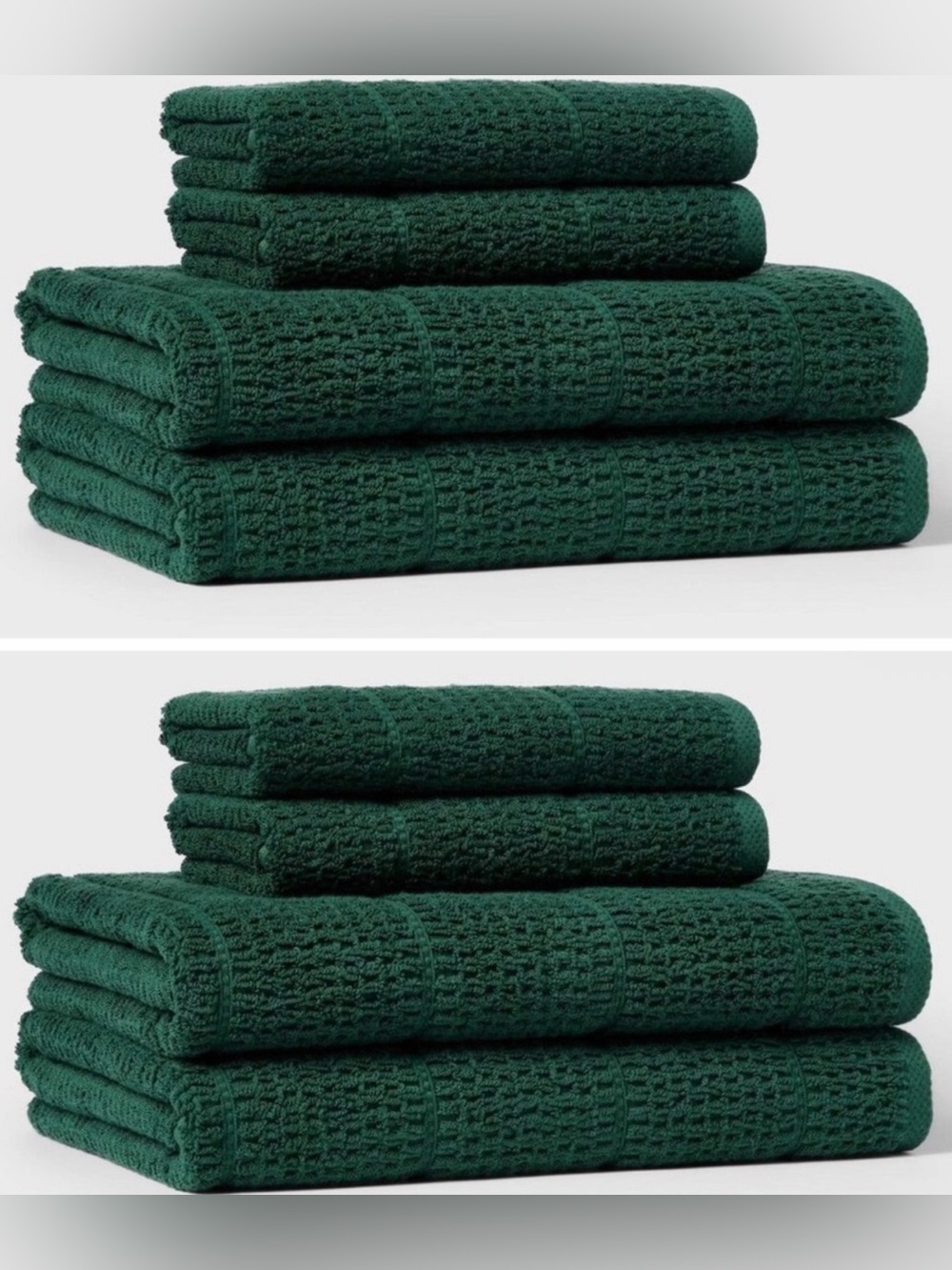 Threshold Deep Forest Green Waffle-Texture Towel Set